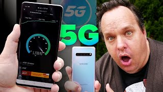 Testing the Insane Galaxy S10 5G speeds on ATampT 5G network [upl. by Nnylatsyrk]