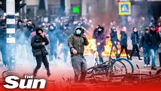 Antilockdown RIOTS rage on as Netherlands ‘heads for civil war’ [upl. by Kloman]