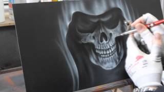 Airbrush Videoanleitung Sensenmann in Flammen  Grim Reaper in Flames Paint Howto Tutorial [upl. by Steady]