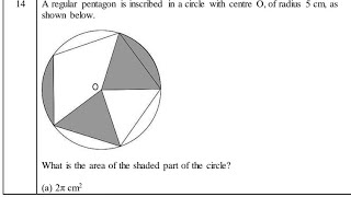 A regular pentagon is inscribed in a circle with centre O of radius 5 cm as shown below [upl. by Lorre]