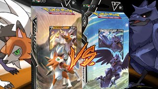 POKEMON TCG LYCANROC V BATTLE DECK VS CORVIKNIGHT V BATTLE DECK [upl. by Court]