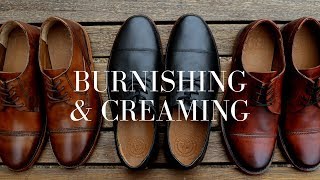 Burnishing and Creaming Leather Shoes  How Leather Shoes are Made [upl. by Merete616]