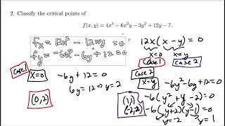 Find and classify critical points [upl. by Ellerret]