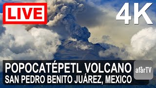 🔴 Live Now 247 Erupting Popocatépetl Volcano from San Pedro Benito Juárez Mexico in 4K Ultra HD [upl. by Analahs]