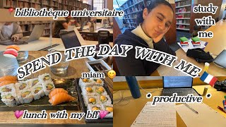 SPEND THE DAY WITH ME VLOG📚🍣 دوزو معي نهار في المكتبة كطالبة في فرنسا [upl. by Mccourt817]