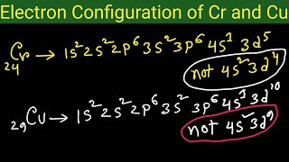 How to writefinddo the electron configuration of CrChromium and CuCopperExceptions to Rules [upl. by Repinuj]