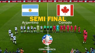 Argentina Vs Canada  Semi Final Copa America 2024  Full Match All Goals  Realistic PES Gameplay [upl. by Riebling]