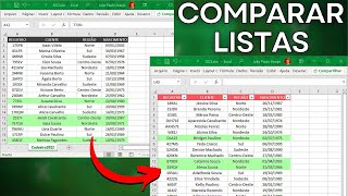 Comparar Listas no Excel  Comparar Colunas com ProcV entre duas planilhas [upl. by Victoria]