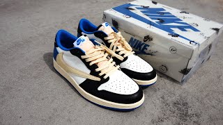 RESTOCKED Jordan 1 Low X Travis Scott X Fragment By Kickwho Review amp On Foot [upl. by Narcho]