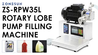 ZONESUN ZSRPW35L Rotary Lobe Pump Bucket Filling Machine [upl. by Coulombe804]