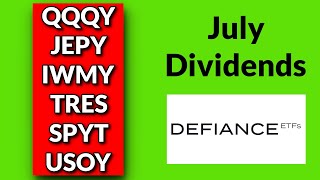 Defiance ETF Dividends July 2024 QQQY JEPY IWMY TRES SPYT USOY [upl. by Anayad]