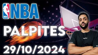 PALPITES NBA DE HOJE 🏀 PARTIDAS  JOGADORES 🏀  29102024 [upl. by Marjorie]