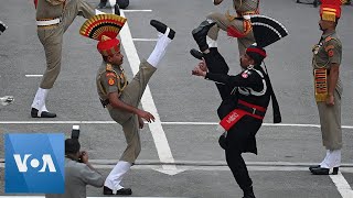 Guards at IndiaPakistan Border Perform Independence Day Ceremony [upl. by Thetis630]