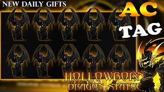 AQW NEW OBSIDIAN DRAGON STATUE amp HOLLOWBORN DRAGON STATUE l DAILY GIFTS JOIN HBCHALLENGE [upl. by Atteniuq]