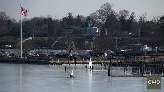 Sailing ICE Boat Racing on the Navesink River in Red Bank New Jersey [upl. by The]