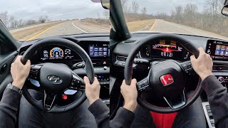 2023 Honda Civic Type R vs Hyundai Elantra N  POV Comparison [upl. by Constancia]