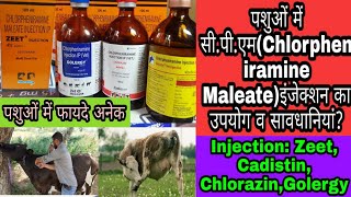 पशुओं में सीपीएमChlorpheniramine Maleateइंजेक्शन का उपयोग व सावधानियांInjZeetCadistinGolergy [upl. by Bailey]