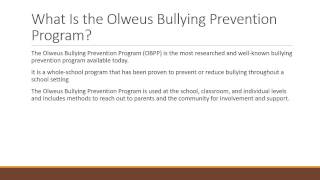 The Olweus Bullying Prevention Program [upl. by Awe]