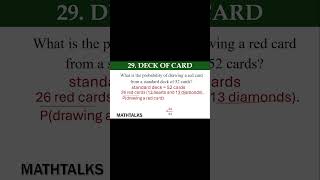 What is the probability of drawing a red card from a standard deck of 52 cardsshortsfeed shorts [upl. by Desdee]