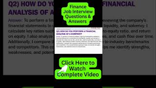 Financial Analysis  Finance Interview Questions and Answers [upl. by Musser912]