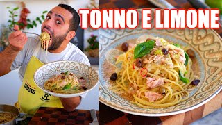 Spaghetti TONNO e LIMONE con olive taggiasche peperoncino e basilico🍋😋 [upl. by Silrak292]