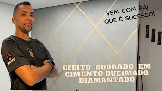 🎨 Aprenda a Fazer Parede de Cimento Queimado Diamantado com Detalhes em Ouro [upl. by Yrakaz]