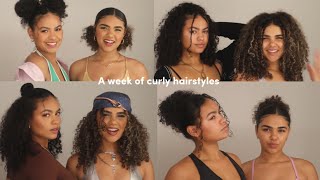 Trying new curly hairstyles for a week  Wash day routine [upl. by Iarised]