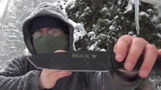 Buck Intrepid XL Knife Test In Blizzard [upl. by Bella603]