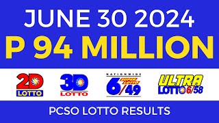 Lotto Result Today 9pm June 30 2024  PCSO Complete [upl. by Cressler63]