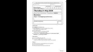 FULL MARK SCHEME  Edexcel Business Studies GCSE Paper 1 2020 May  Investigating Small Businesses [upl. by Calvin]