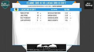 Elaine 3rd XI v Lucas 3rd XI Div 1 [upl. by Adnowal490]