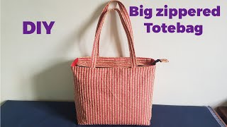 🔥DIY Large zippered tote bag 💕 tutorial [upl. by Anurb]