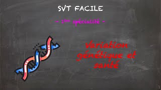 SVT FACILE  1ère spé  Variation génétique et santé [upl. by Annaesor]