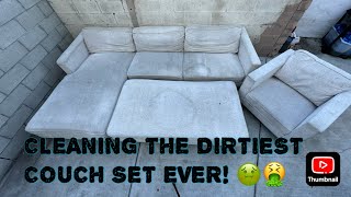 Cleaning the dirtiest couch set ever using Prochem products amp Super clean [upl. by Meluhs386]