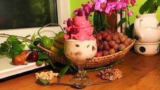 Raspberry Ice Cream on Walnut Fig Grapes with Lemony Banana Yogurt  Take 3 [upl. by Scopp]