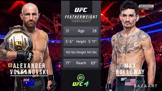 ALEXANDER VOLKANOVSKI VS MAX HOLLOWAY 3 FULL FIGHT UFC 276 [upl. by Konopka]