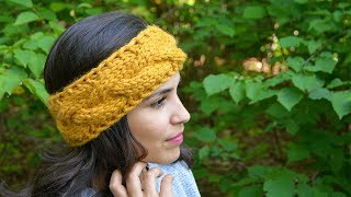 EASY KNITTING CABLEBRAIDED HEADBAND  CJ Design ♡ [upl. by Eniretac]