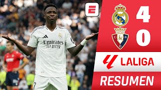 REAL MADRID GOLEÓ 40 al OSASUNA con HAT TRICK DE VINICIUS GOLAZO de BELLINGHAM  La Liga  RESUMEN [upl. by Artinahs244]