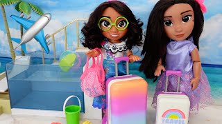 Disney Encanto Mirabel and Isabela dolls Packing for Vacation ✈️ [upl. by Neelia260]