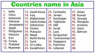 Country Name in Asia  Country Names of Asia in English  Asian Country  country gk [upl. by Otokam217]