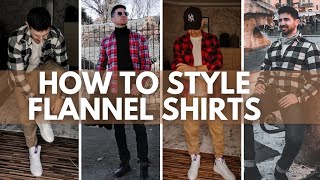 How to style flannel shirts  6 Casual Flannel Shirts Outfits for Men Lookbook [upl. by Anilrahc]