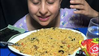 Unforgettable Spicy Ramen Noodles MukbangEating Korean spicy noodles with seaweed and juice ASMR [upl. by Berkeley]