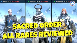 Sacred Order  All Rares reviewed in DETAIL  Who to build to 40 50 and 6 stars [upl. by Helaina305]