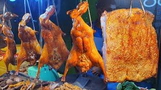 Very Crispy Pork Belly Char Siu And Roasted Ducks  Cambodia Street Food [upl. by Dirraj]