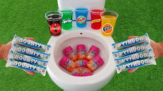 Bounty VS Popular Sodas  Fruko Coca Cola Fanta Sprite Schweppes and Mentos in the toilet [upl. by Noxin]