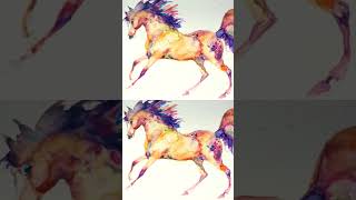 art watercolor horse animals anime horselover equestrian equine horseart [upl. by Ettenotna915]