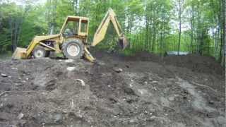 Site Work Excavation with an International 3414 Backhoe  3  My Dream Garage Build HD Time lapse [upl. by Nayr]