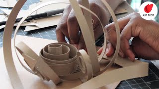 3D Design Chipboard Sculptures Step by Step Demo by RISD Art Professor [upl. by Ydolem]