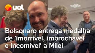 Milei recebe medalha de imorrível imbrochável e incomível durante encontro com Bolsonaro vídeo [upl. by Gough]