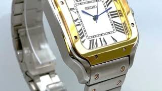 Insane Seiko Mod Two Toned Gold Santos Cartier Homage Automatic Watch [upl. by Oreste]